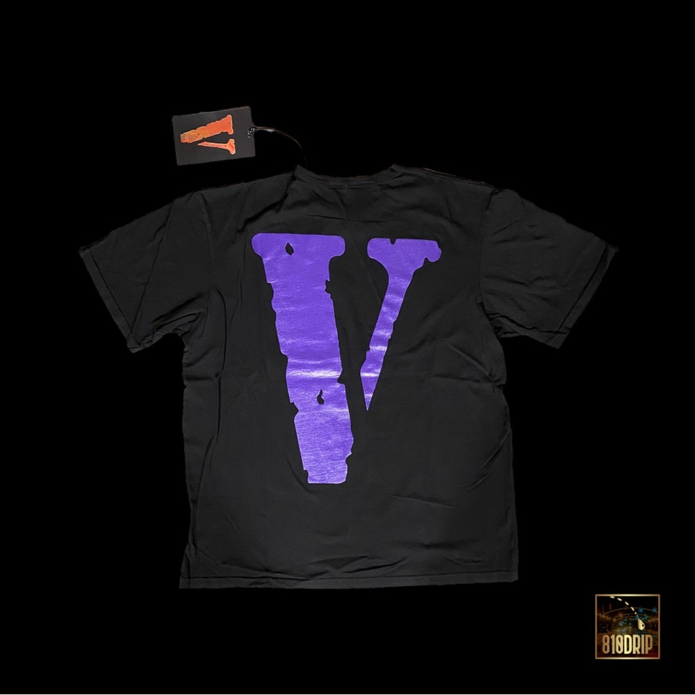 Vlone Purple Staple Tee Black Authentic With Certilogo Tags - Picture 2 of 9